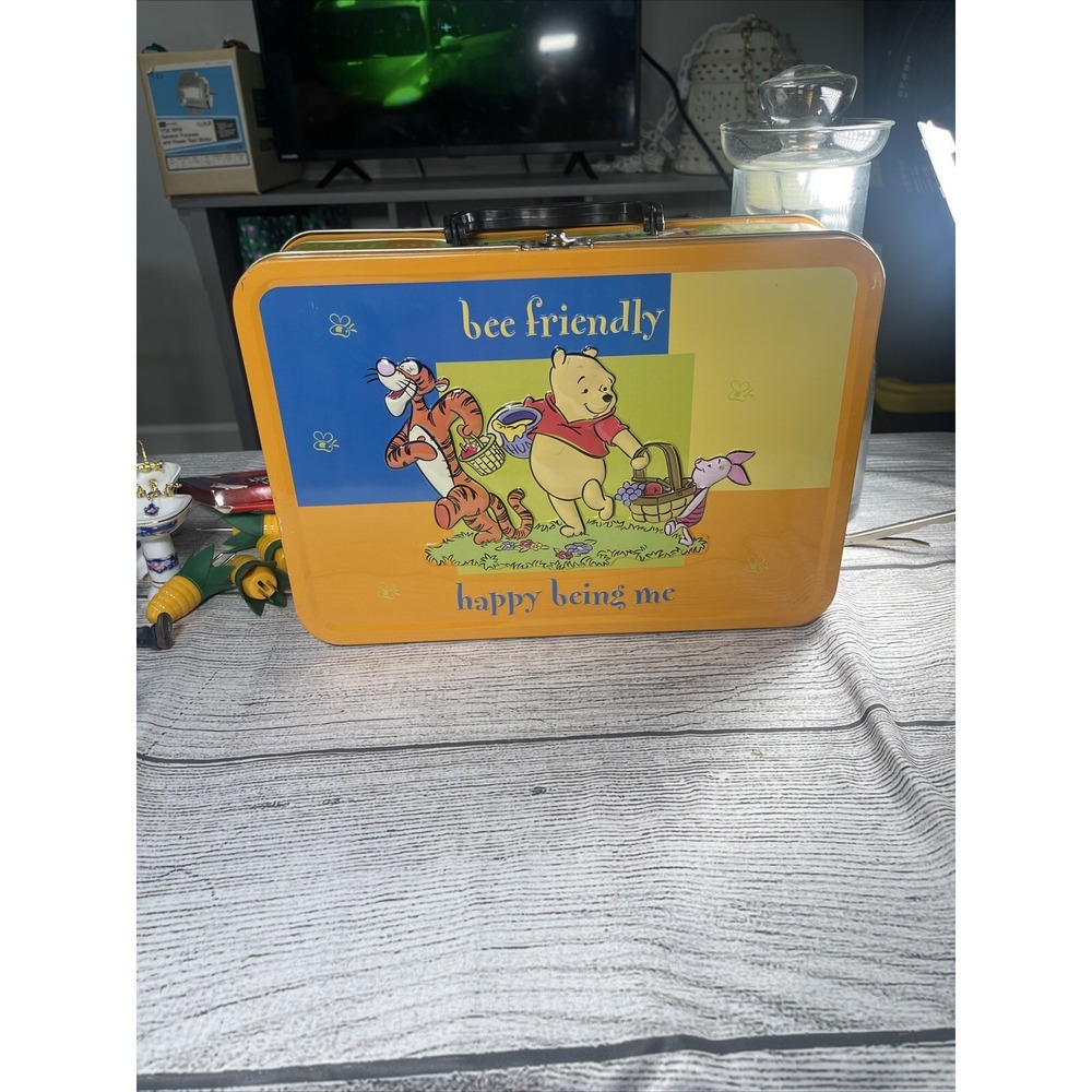 Winnie The Pooh Bee Friendly "Happy Being Me" Large Tin Lunch/ Toy Box